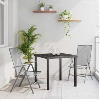 3-delars trädgårdsmatbord, set i antracit och stål. vidaXL