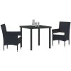 3-delars Trädgårdsmatbord Set Svart Poly Rattan vidaXL 80 x 80 x 73 cm – miniatyr 3