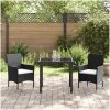 3-delars Trädgårdsmatbord Set Svart Poly Rattan vidaXL 80 x 80 x 73 cm – miniatyr 4
