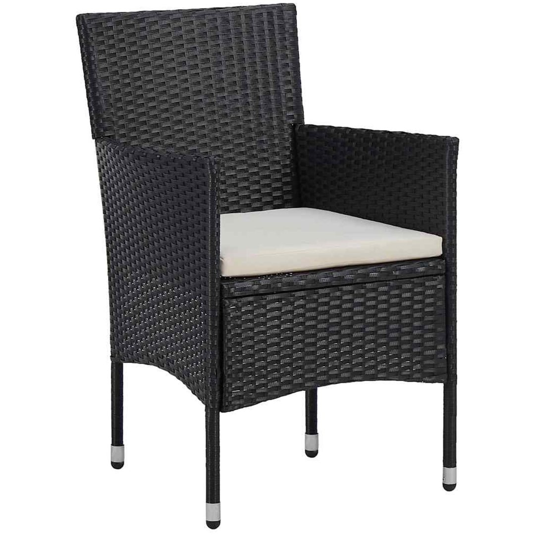 3-delars Trädgårdsmatbord Set Svart Poly Rattan vidaXL 80 x 80 x 73 cm – bild 6