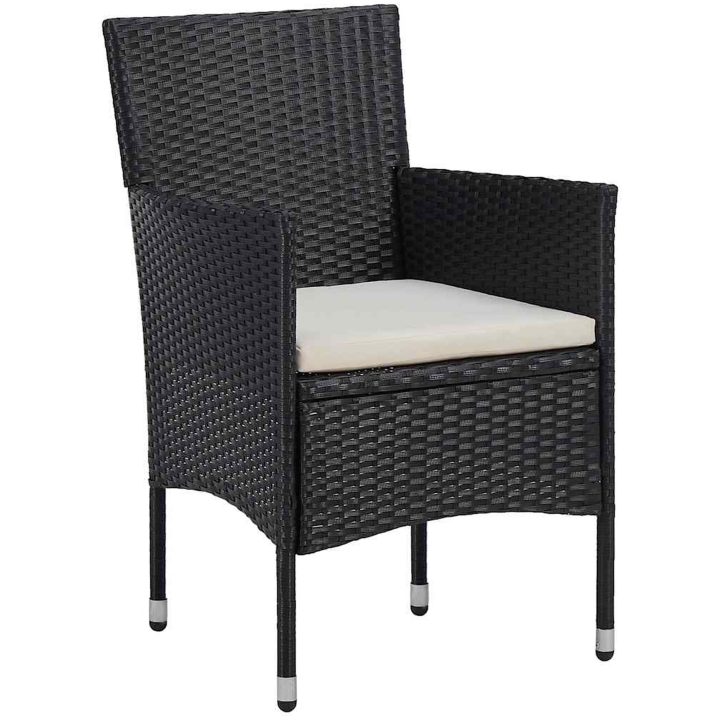 3-delars Trädgårdsmatbord Set Svart Poly Rattan vidaXL 80 x 80 x 73 cm – bild 6