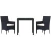 3-delars Trädgårdsmatbord Set Svart Poly Rattan vidaXL 80 x 80 x 73 cm – miniatyr 7