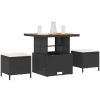 3-delars Trädgårdsmatbordset med Kuddar Svart Poly Rattan Akacia vidaXL Compact – miniatyr 3