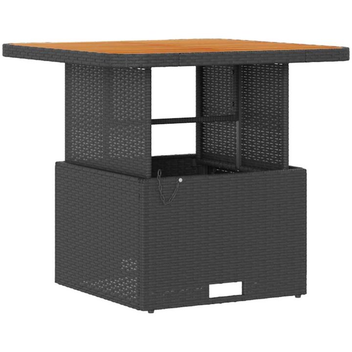 3-delars Trädgårdsmatbordset med Kuddar Svart Poly Rattan Akacia vidaXL Compact – bild 5