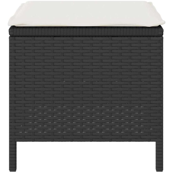 3-delars Trädgårdsmatbordset med Kuddar Svart Poly Rattan Akacia vidaXL Compact – bild 8