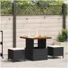 3-delars Trädgårdsmatbordset med Kuddar Svart Poly Rattan Akacia vidaXL Compact – miniatyr 1