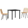 3 Delars Trädgårdsmatgrupp i Brun Poly Rattan vidaXL 80 x 80 x 73 cm – miniatyr 2