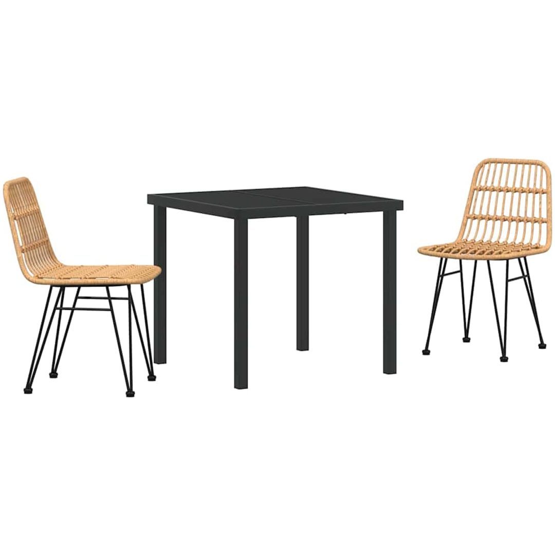 3 Delars Trädgårdsmatgrupp i Brun Poly Rattan vidaXL 80 x 80 x 73 cm – bild 2