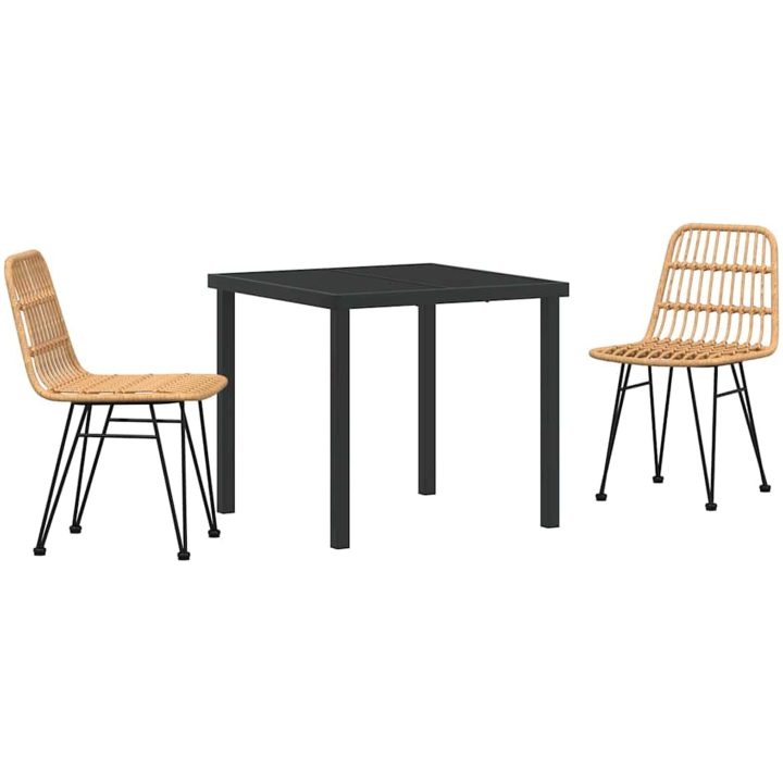 3 Delars Trädgårdsmatgrupp i Brun Poly Rattan vidaXL 80 x 80 x 73 cm – bild 2