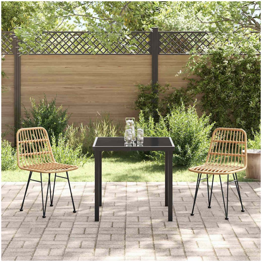 3 Delars Trädgårdsmatgrupp i Brun Poly Rattan vidaXL 80 x 80 x 73 cm – bild 4