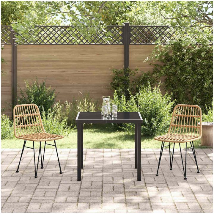 3 Delars Trädgårdsmatgrupp i Brun Poly Rattan vidaXL 80 x 80 x 73 cm – bild 4