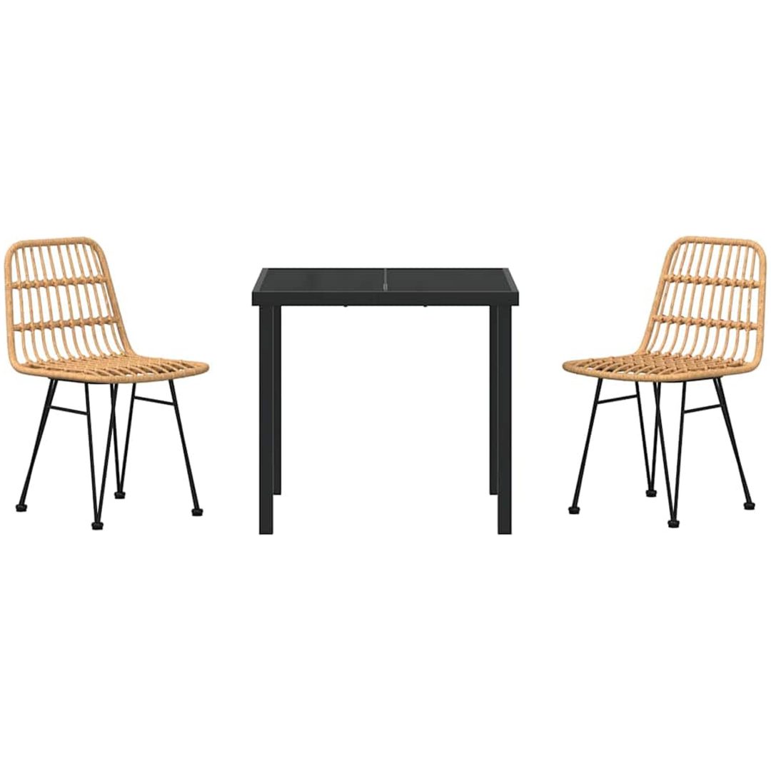 3 Delars Trädgårdsmatgrupp i Brun Poly Rattan vidaXL 80 x 80 x 73 cm – bild 6
