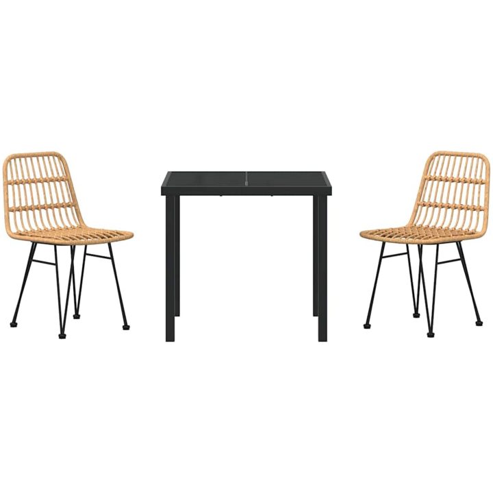 3 Delars Trädgårdsmatgrupp i Brun Poly Rattan vidaXL 80 x 80 x 73 cm – bild 6