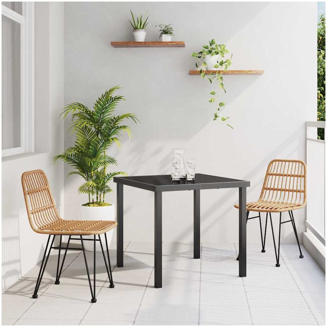 3 Delars Trädgårdsmatgrupp i Brun Poly Rattan vidaXL 80 x 80 x 73 cm