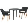 3 Delars Trädgårdsmatsal Svart Poly Rattan vidaXL 80 x 80 x 74 cm – miniatyr 2
