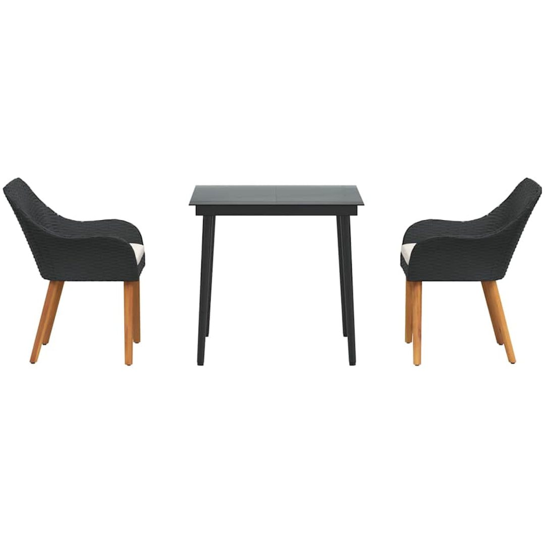 3 Delars Trädgårdsmatsal Svart Poly Rattan vidaXL 80 x 80 x 74 cm – bild 7