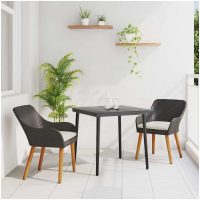 3 Delars Trädgårdsmatsal Svart Poly Rattan vidaXL