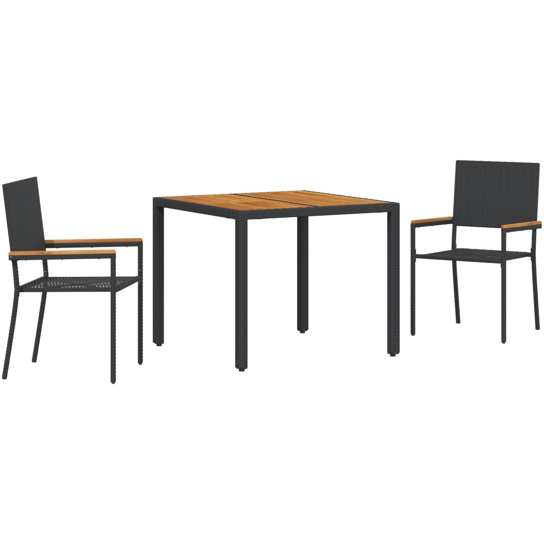3-delars trädgårdsmatsats i svart konstrotting vidaXL Compact – bild 2