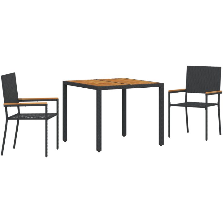 3-delars trädgårdsmatsats i svart konstrotting vidaXL Compact – bild 2