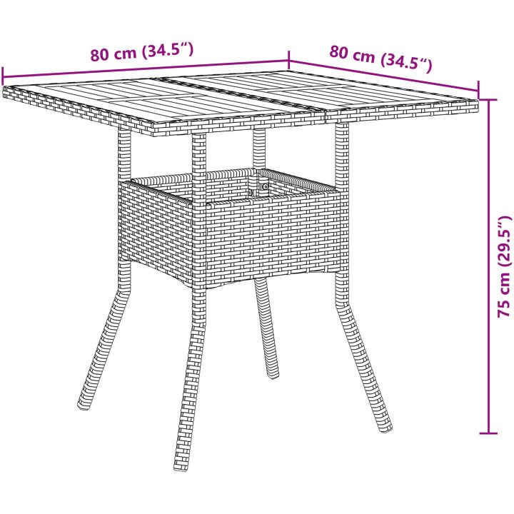 3 Delars Trädgårdsmatset med Kuddar Grå Poly Rotting vidaXL 80 x 80 x 75 cm – bild 11