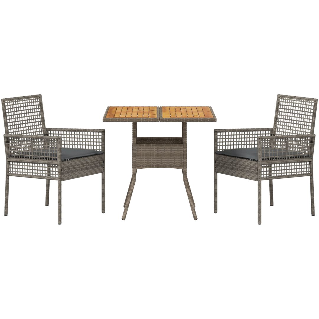3 Delars Trädgårdsmatset med Kuddar Grå Poly Rotting vidaXL 80 x 80 x 75 cm – bild 7