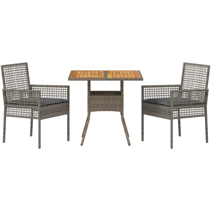3 Delars Trädgårdsmatset med Kuddar Grå Poly Rotting vidaXL 80 x 80 x 75 cm – bild 7
