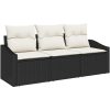3-delars trädgårdsmatset med kuddar, svart poly rattan. vidaXL 178 x 62 x 85 cm – miniatyr 2