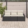 3-delars trädgårdsmatset med kuddar, svart poly rattan. vidaXL 178 x 62 x 85 cm – miniatyr 3