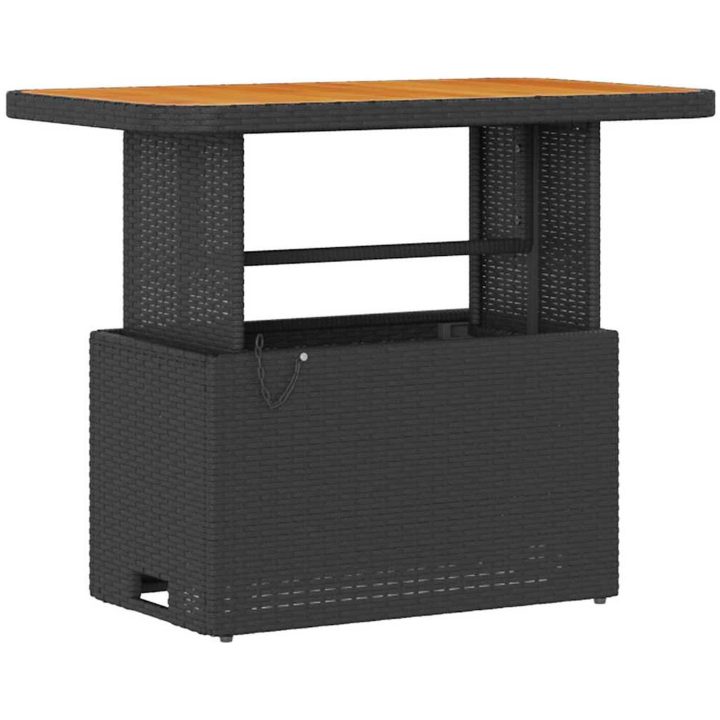 3 Delars Trädgårdsmatsets med Kuddar Svart Poly Rattan Akacia vidaXL 90 cm – bild 5