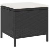 3 Delars Trädgårdsmatsets med Kuddar Svart Poly Rattan Akacia vidaXL 90 cm – miniatyr 6