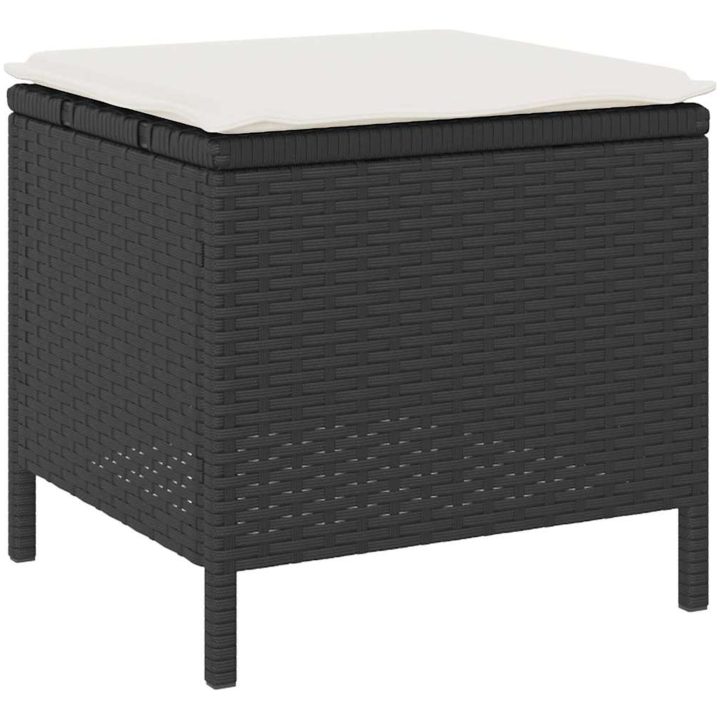 3 Delars Trädgårdsmatsets med Kuddar Svart Poly Rattan Akacia vidaXL 90 cm – bild 6