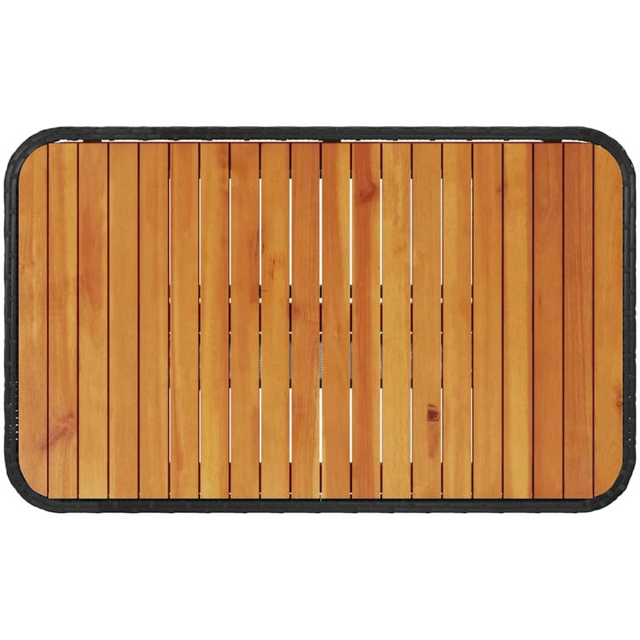3 Delars Trädgårdsmatsets med Kuddar Svart Poly Rattan Akacia vidaXL 90 cm – bild 9