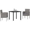 3-delars trädgårdsmiddagsset med kuddar, grå poly-rattan vidaXL 80 x 80 x 73 cm – miniatyr 3
