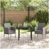 3-delars trädgårdsmiddagsset med kuddar, grå poly-rattan vidaXL 80 x 80 x 73 cm – miniatyr 4
