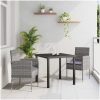 3-delars trädgårdsmiddagsset med kuddar, grå poly-rattan vidaXL 80 x 80 x 73 cm – miniatyr 1
