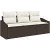 3-delars trädgårdsmöbelset i brun polyrotta med kuddar vidaXL 178 x 62 x 85 cm – miniatyr 2