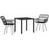 3-delars trädgårdsmöbelset i svart poly rattan vidaXL 80 x 80 x 73 cm – miniatyr 2
