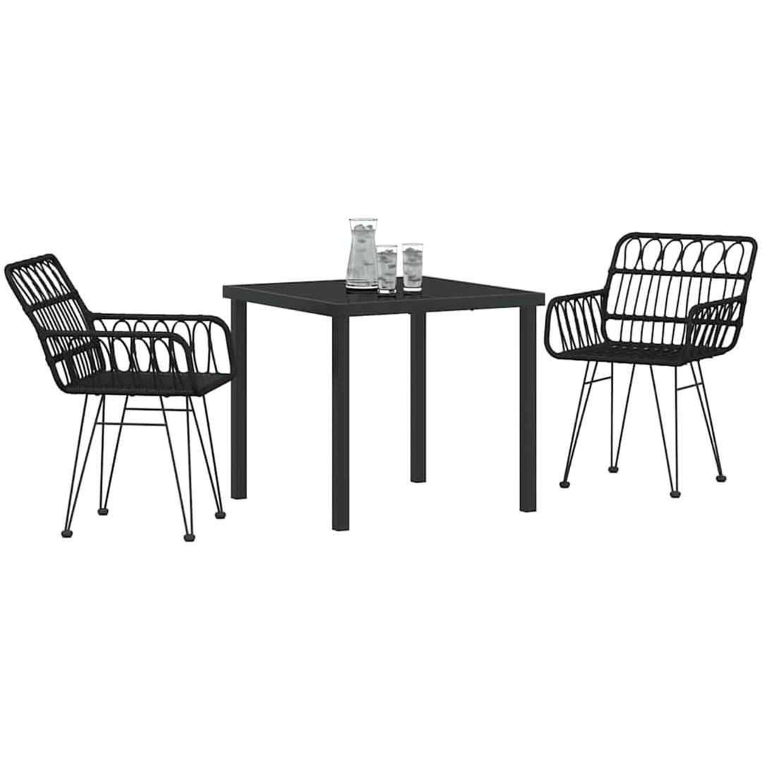 3-delars trädgårdsmöbelset i svart poly rattan vidaXL 80 x 80 x 73 cm – bild 3