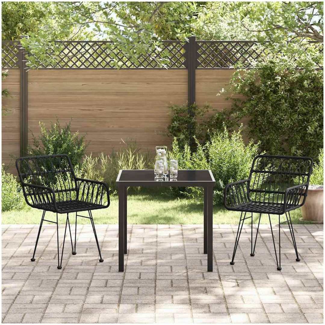 3-delars trädgårdsmöbelset i svart poly rattan vidaXL 80 x 80 x 73 cm – bild 4