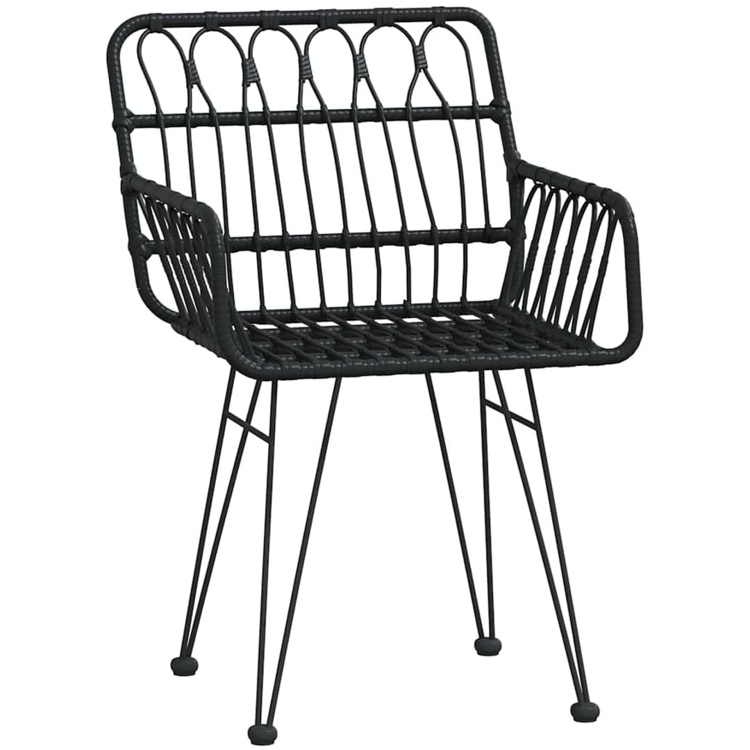 3-delars trädgårdsmöbelset i svart poly rattan vidaXL 80 x 80 x 73 cm – bild 5