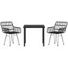3-delars trädgårdsmöbelset i svart poly rattan vidaXL 80 x 80 x 73 cm – miniatyr 6