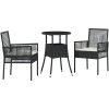3-delars Trädgårdsmöbelset Svart Poly Rottning vidaXL 60 x 60 x 75 cm – miniatyr 2