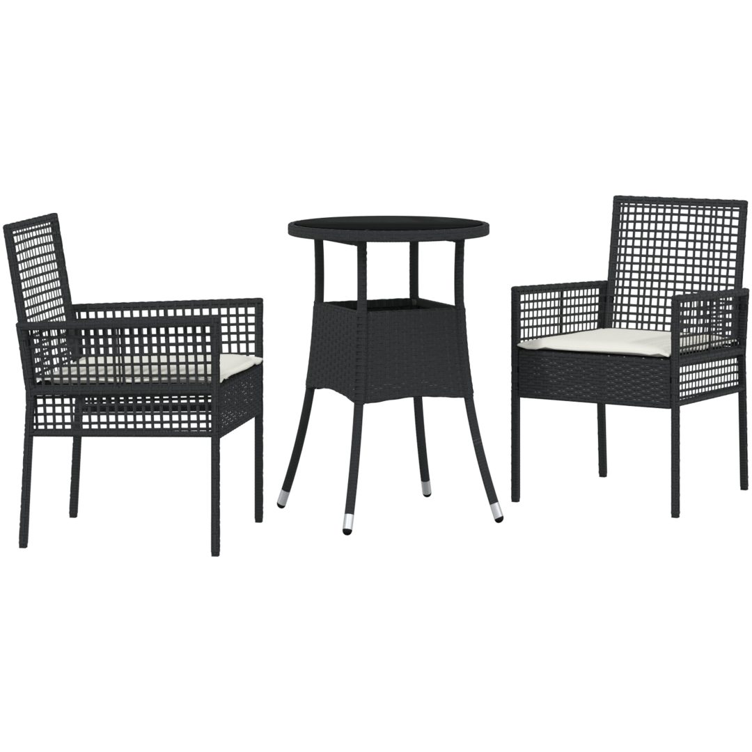 3-delars Trädgårdsmöbelset Svart Poly Rottning vidaXL 60 x 60 x 75 cm – bild 2