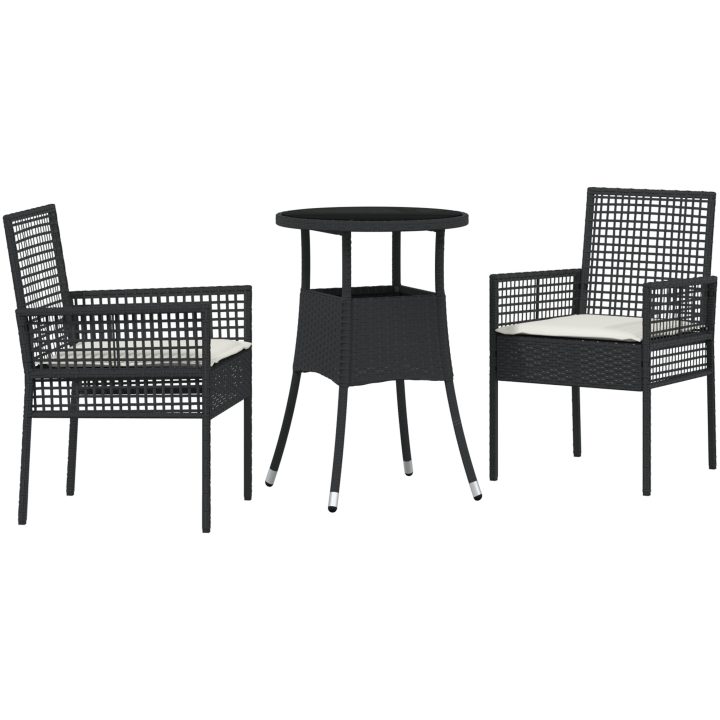 3-delars Trädgårdsmöbelset Svart Poly Rottning vidaXL 60 x 60 x 75 cm – bild 2