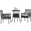3-delars Trädgårdsmöbelset Svart Poly Rottning vidaXL 60 x 60 x 75 cm – miniatyr 3