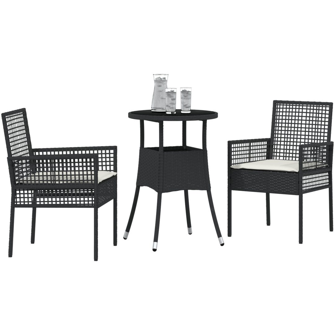 3-delars Trädgårdsmöbelset Svart Poly Rottning vidaXL 60 x 60 x 75 cm – bild 3
