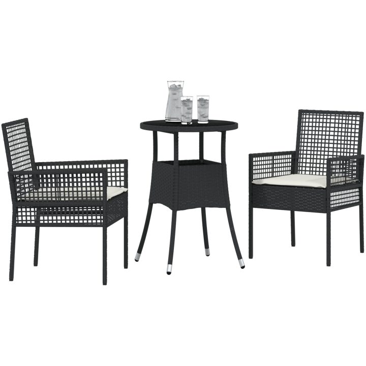 3-delars Trädgårdsmöbelset Svart Poly Rottning vidaXL 60 x 60 x 75 cm – bild 3