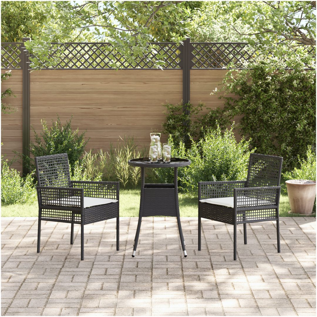 3-delars Trädgårdsmöbelset Svart Poly Rottning vidaXL 60 x 60 x 75 cm – bild 4