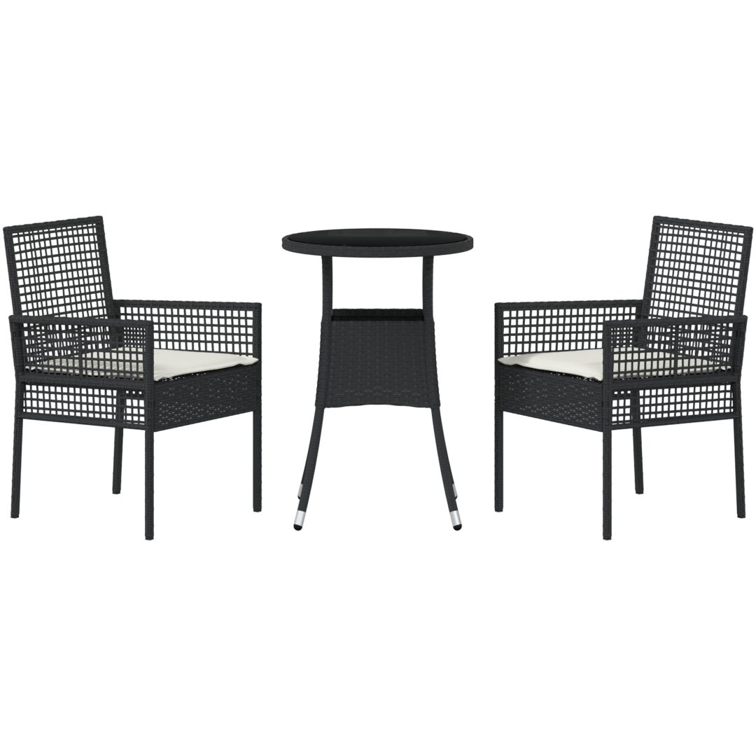 3-delars Trädgårdsmöbelset Svart Poly Rottning vidaXL 60 x 60 x 75 cm – bild 7