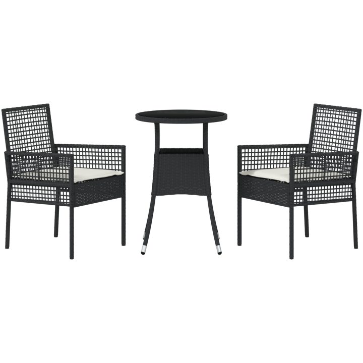 3-delars Trädgårdsmöbelset Svart Poly Rottning vidaXL 60 x 60 x 75 cm – bild 7